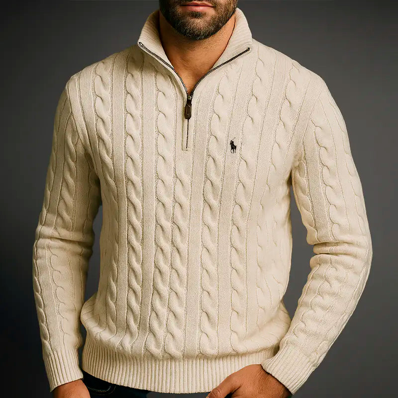 R&L Half-Zip Cable-Knit Cotton Sweaters