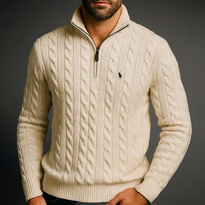 R&L Half-Zip Cable-Knit Cotton Sweaters