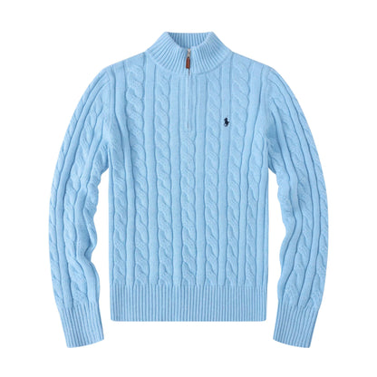 R&L Half-Zip Cable-Knit Cotton Sweaters