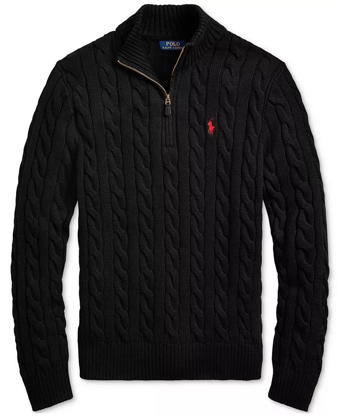 R&L Half-Zip Cable-Knit Cotton Sweaters