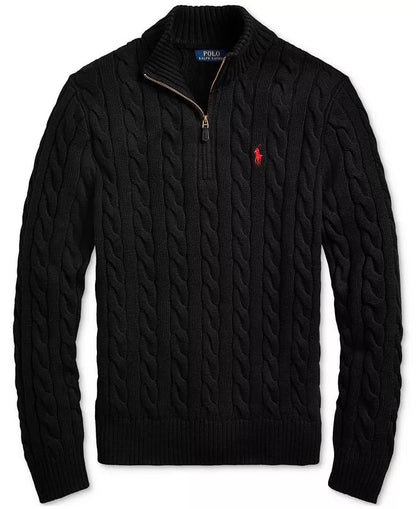 R&L Half-Zip Cable-Knit Cotton Sweaters