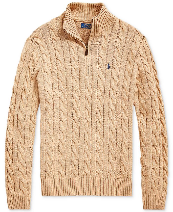 R&L Half-Zip Cable-Knit Cotton Sweaters