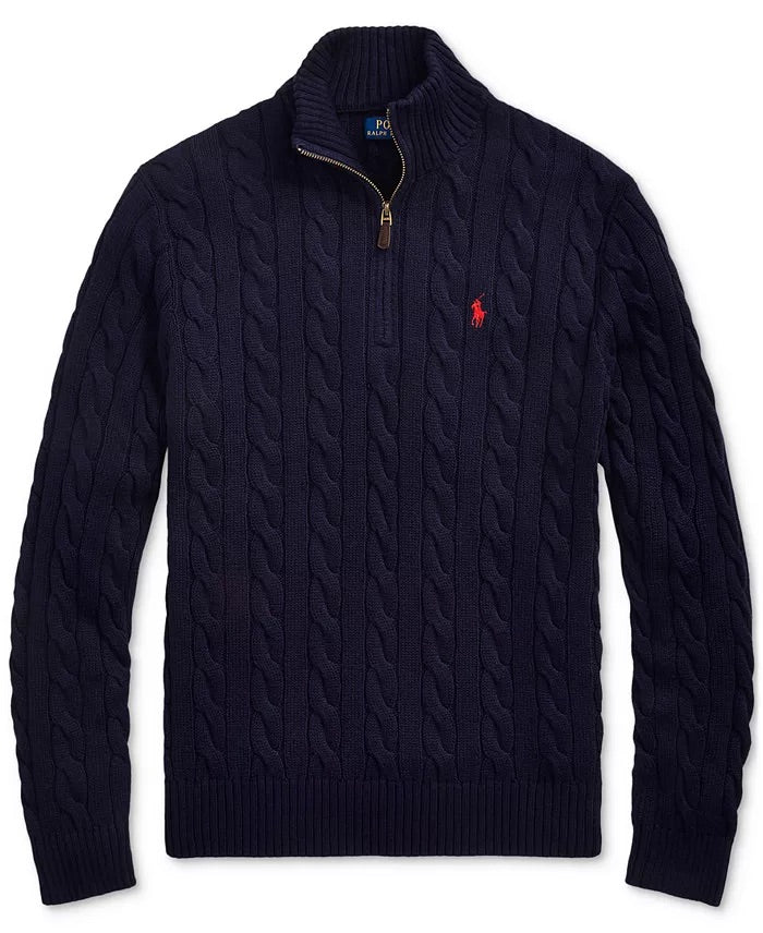 R&L Half-Zip Cable-Knit Cotton Sweaters