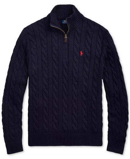 R&L Half-Zip Cable-Knit Cotton Sweaters
