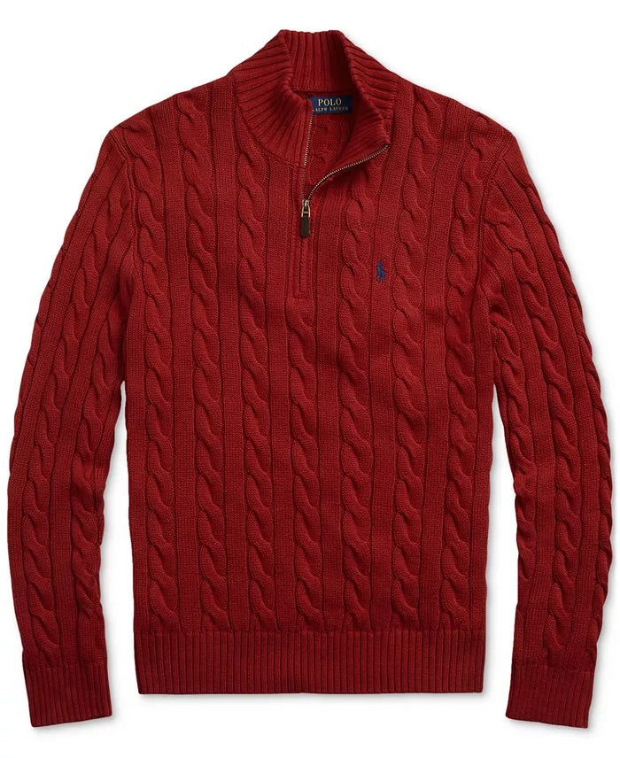 R&L Half-Zip Cable-Knit Cotton Sweaters