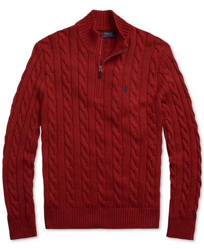 R&L Half-Zip Cable-Knit Cotton Sweaters