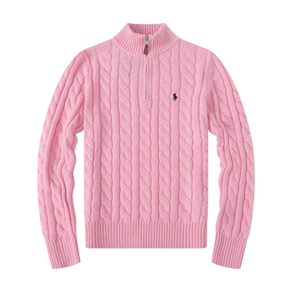 R&L Half-Zip Cable-Knit Cotton Sweaters