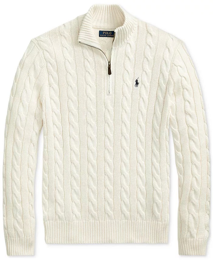 R&L Half-Zip Cable-Knit Cotton Sweaters