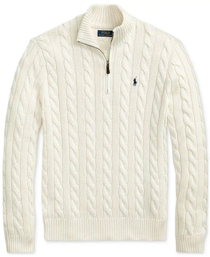 R&L Half-Zip Cable-Knit Cotton Sweaters