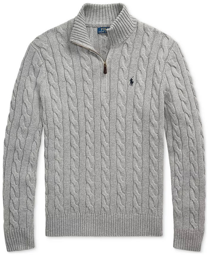 R&L Half-Zip Cable-Knit Cotton Sweaters